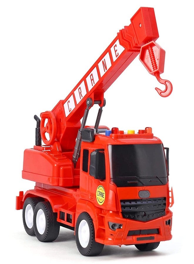 EYESIGN Unbreakable Fire Safety Truck Toy Friction Power Pull Back Vehicles Engineering Toys Truck with Light & Sound for Kids Boys Girls (Rescue Crane) - Image 1